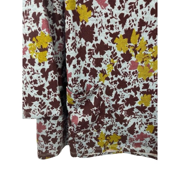 LOGO Lori Goldstein 2X Floral Print Shawl V-Neck Tunic Top Burgundy Blue Pockets - Picture 3 of 14